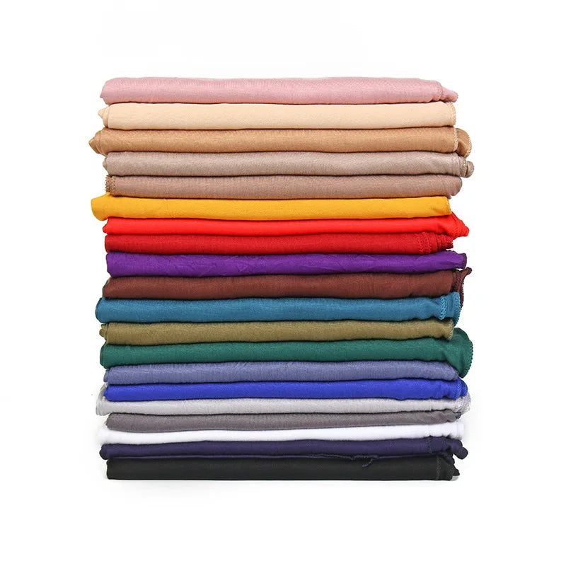 2023 New Modal Cotton Jersey Hijab Scarf Long Muslim Shawl Plain Soft Turban Tie Head Wraps for Women Africa Headband 170X60Cm