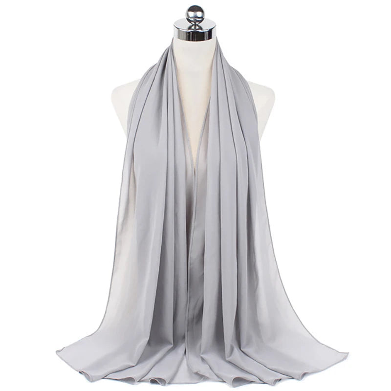 Women Muslim Chiffon Hijab Shawls Scarf Modal Cotton Jersey Hijabs Plain Soft for Woman Muslim Voile Head Wraps 70*180Cm Islamic