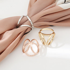 Hijab Scarf Ring Accessories Women Silk Scarf Gold Buckle Ring