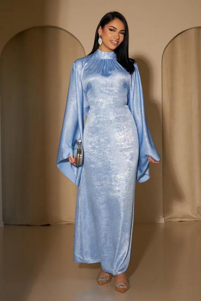 Spring Luxury Muslim Party Dress Long Sleeve
