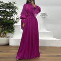 Muslim Maxi Dress Solid Color Full Length