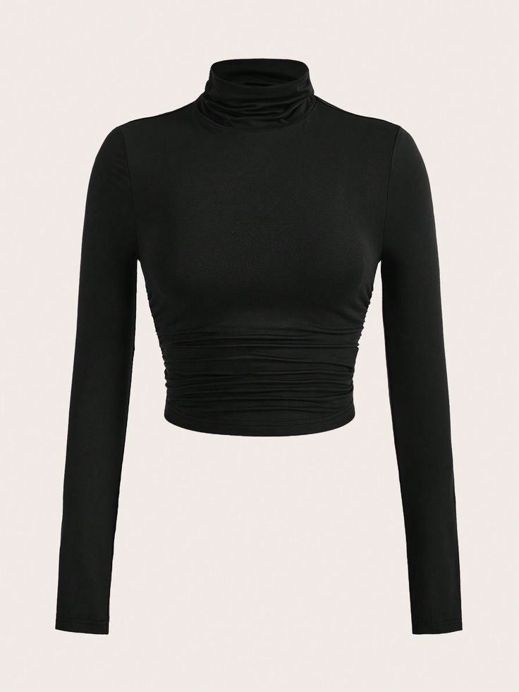 High Collar Knitted Solid Color Skin-Friendly Base Layer Top