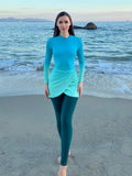 Summer Beach Long Sleeve Ombre One-Piece Swimsuit