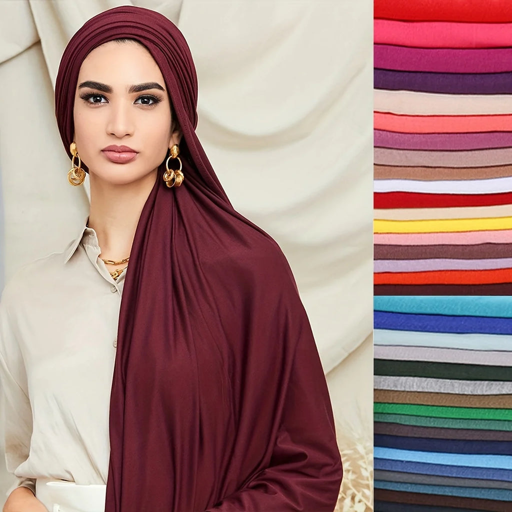 2023 New Modal Cotton Jersey Hijab Scarf Long Muslim Shawl Plain Soft Turban Tie Head Wraps for Women Africa Headband 170X60Cm